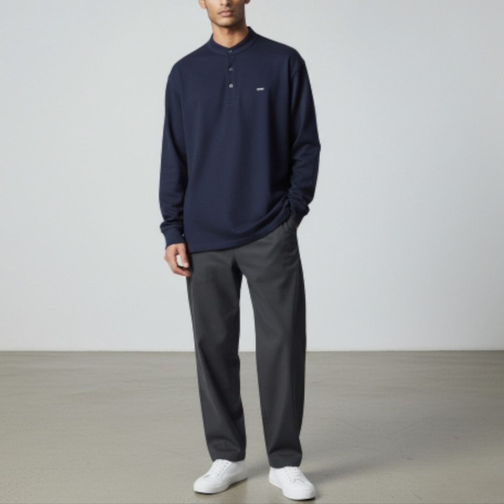 Michael Kors Mens Black Long  Sleeved Quarter Zip Mock Neck Knit Pullove…